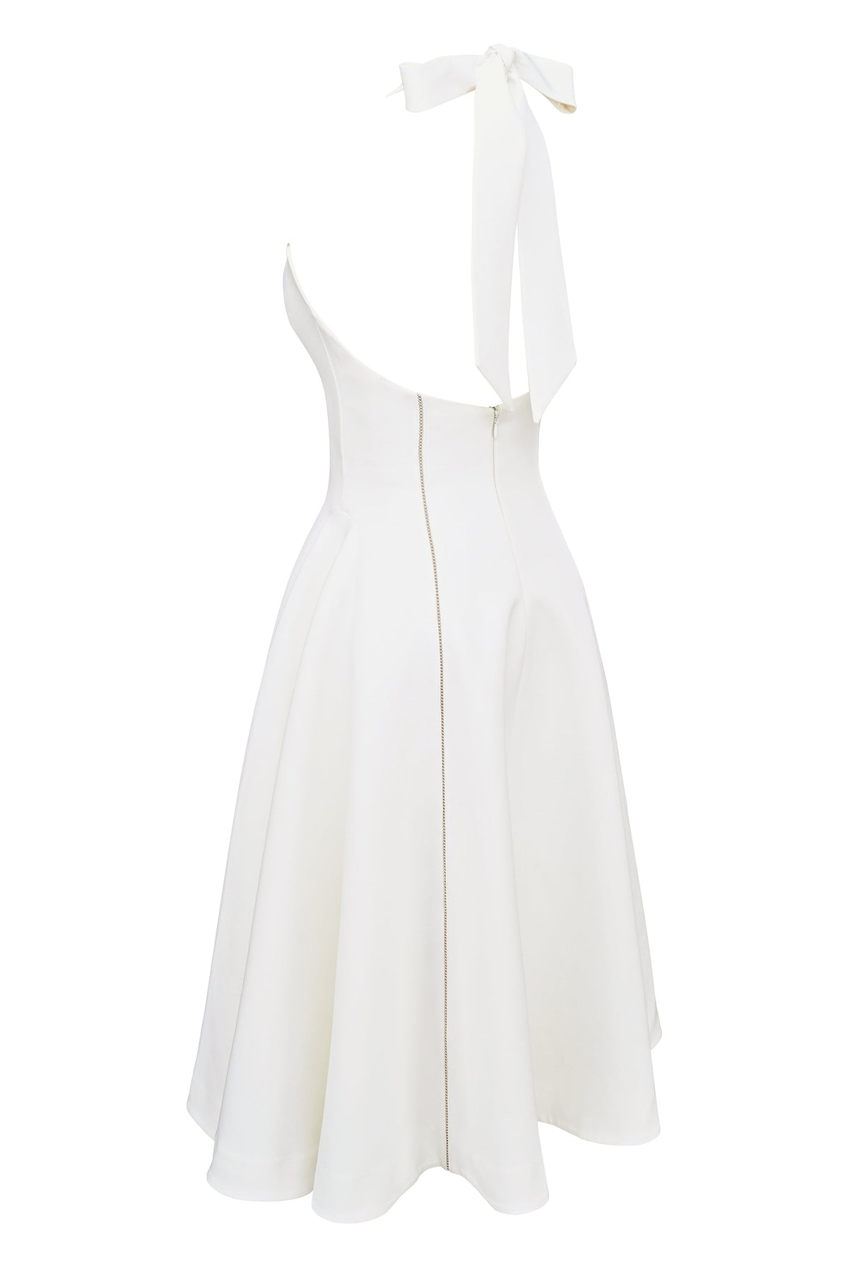 Square Neck Halter Contrast Seam Fit and Flare Midi Dress 13