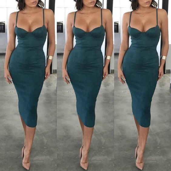 Elegant Spaghett Strap Patchwork Bodycon Dress