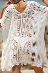 Loose Deep V Hollow Out Beach Knit Cover Up