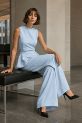 Sleeveless Minimalist Casual Two Piece Work Set
