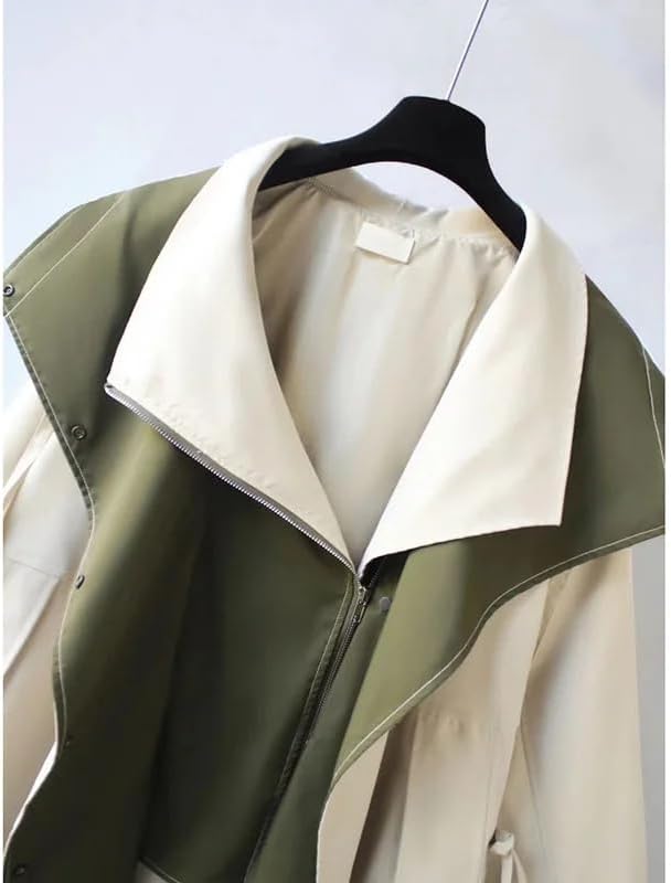 Contrast Collar Button Front Drawstring Windbreaker Jacket