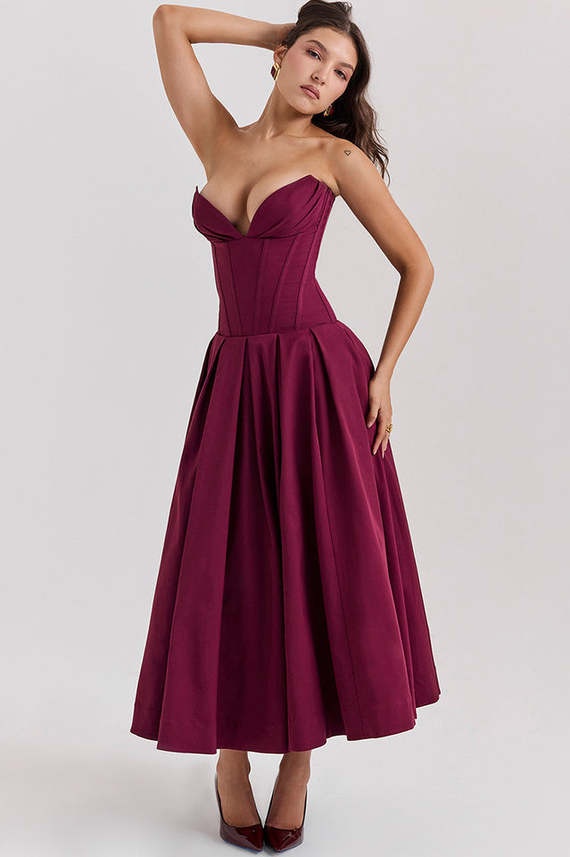 Black Lady Strapless Midi Dress