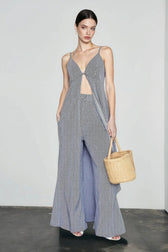Stripe Sleeveless Wide Leg Vacation Set