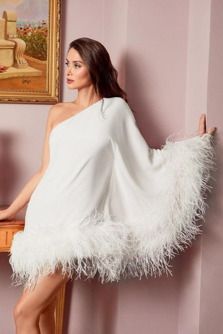 OneShoulder Cape Mini Party Dress