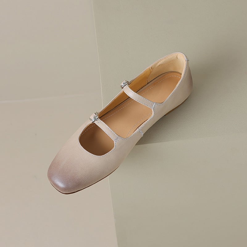 Shaguandey Square Toe Block Heels Mary Jane Flats