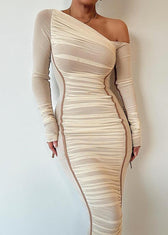 Asymmetrical Elegance Mesh Midi Dress 2