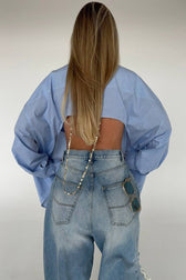 Back Stripe Button Detail Blouse