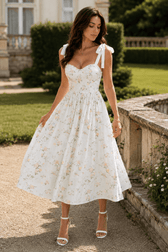 Spaghetti Strap Long Fitted Slim Floral Dress