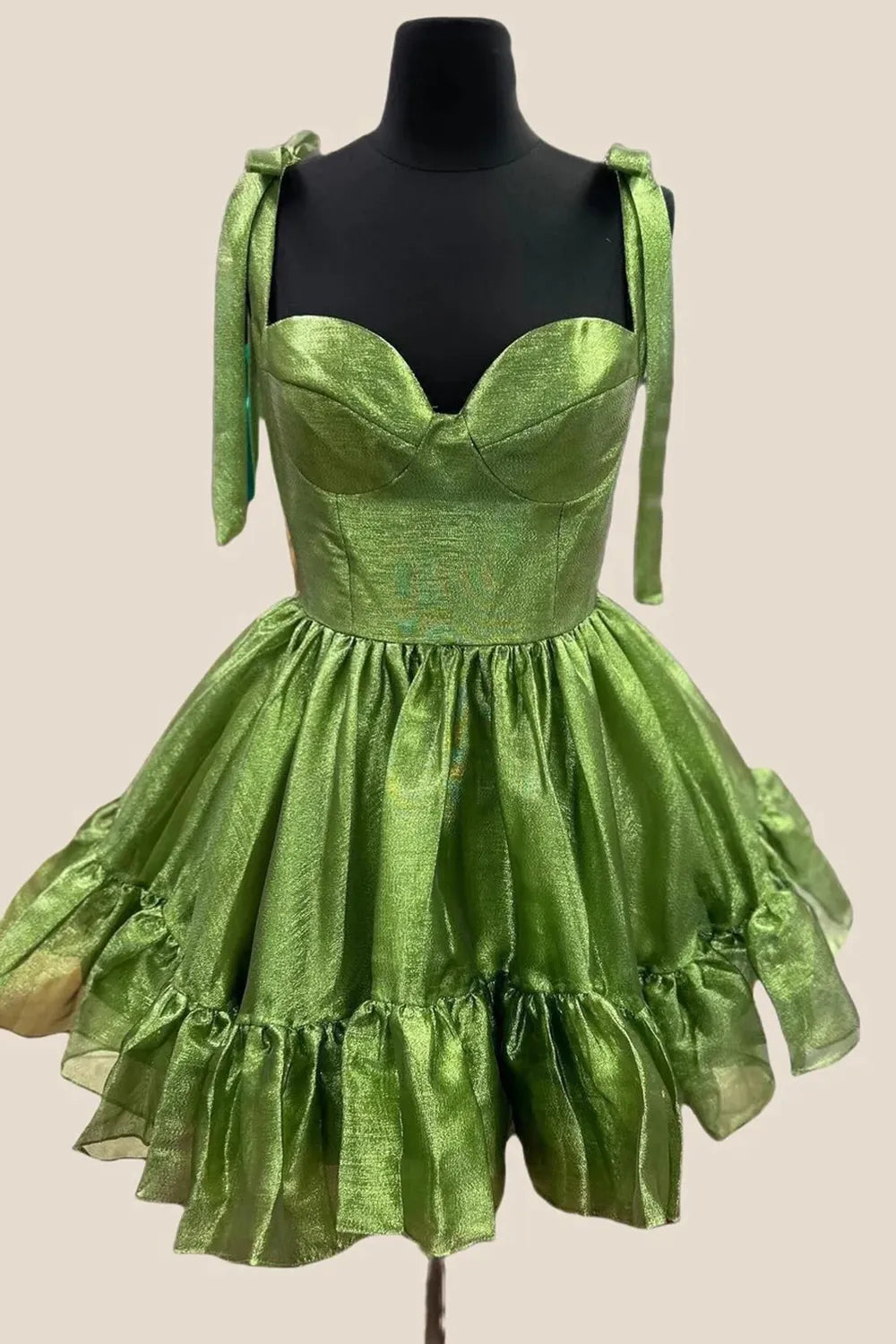 Cute Barbie Style A-Line Tie Straps Short Organza Homecoming Dress