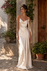 Deep Open Back Handmade Floral Evening Slip Dress