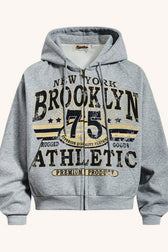 Vintage Graffiti Letter Print Zip Hoodie