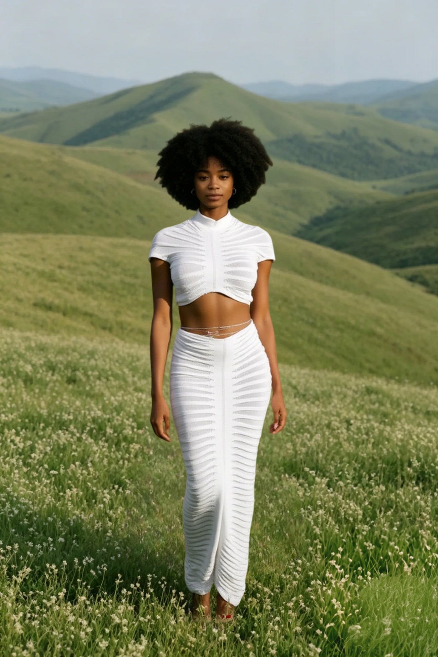 Knitted Crop Top Hollow Out Design Two Piece Shorts Set