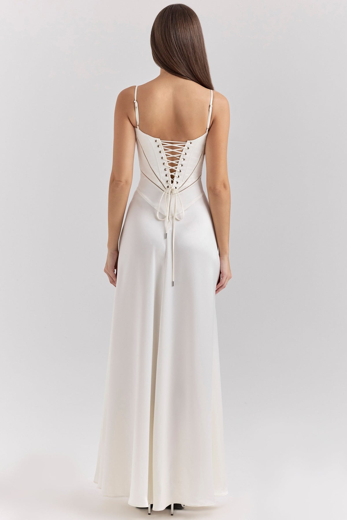 Satin Square Neck Cut Out Panel Spaghetti Strap Maxi Dress 6