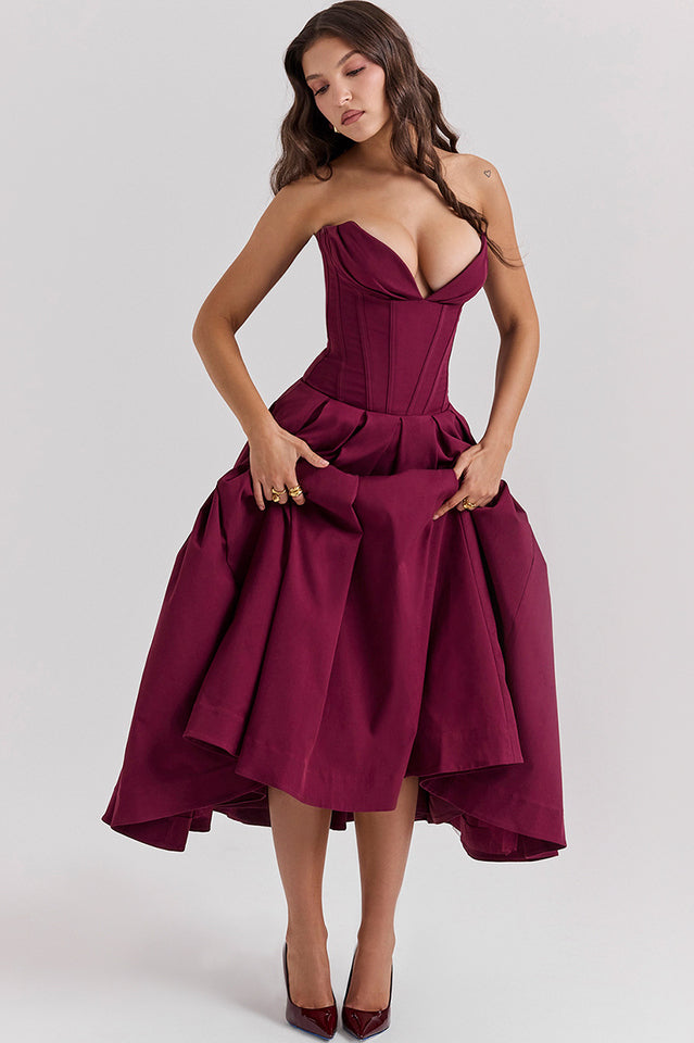 Black Lady Strapless Midi Dress