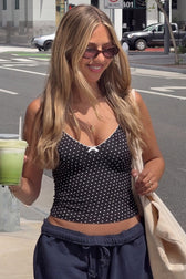 Polka Halter Ruched Cami Top