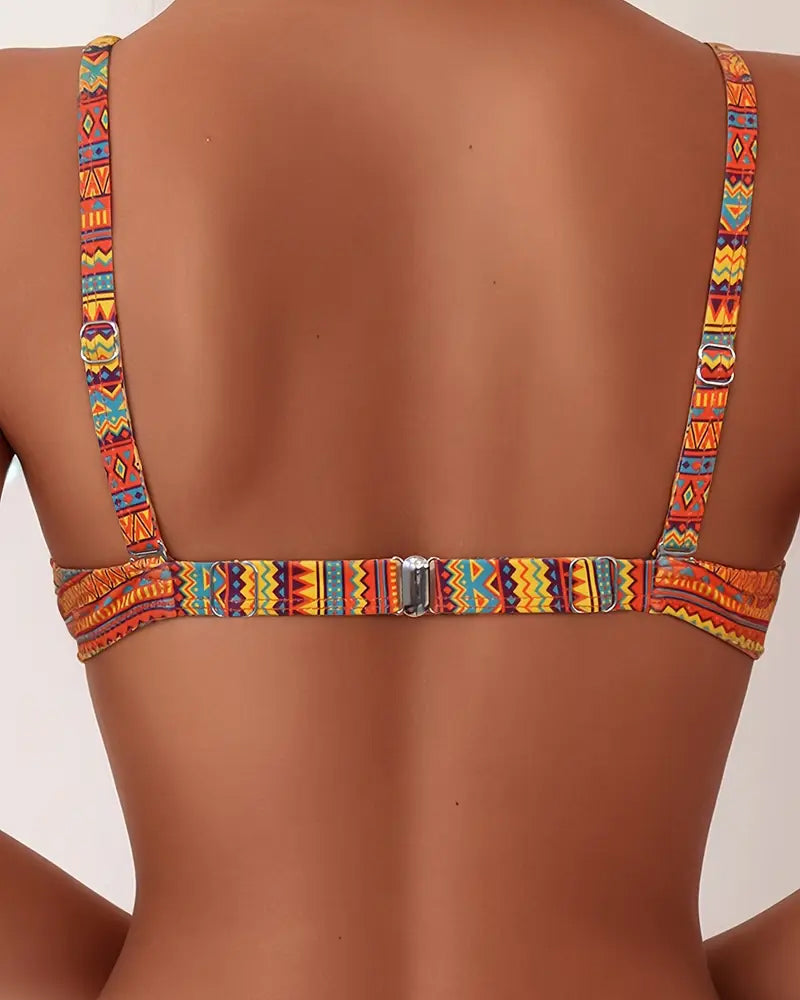 Aztec Print Underwire Side Tie Bikini Set