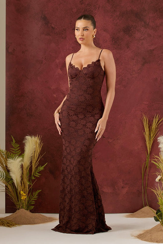 Backless Bodycon Maxi Lace Dress - View 7