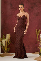 Backless Bodycon Maxi Lace Dress - View 7