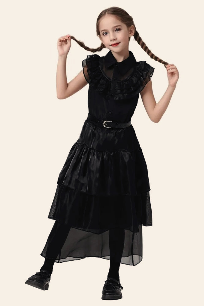 Black Tulle Dress Kid Halloween