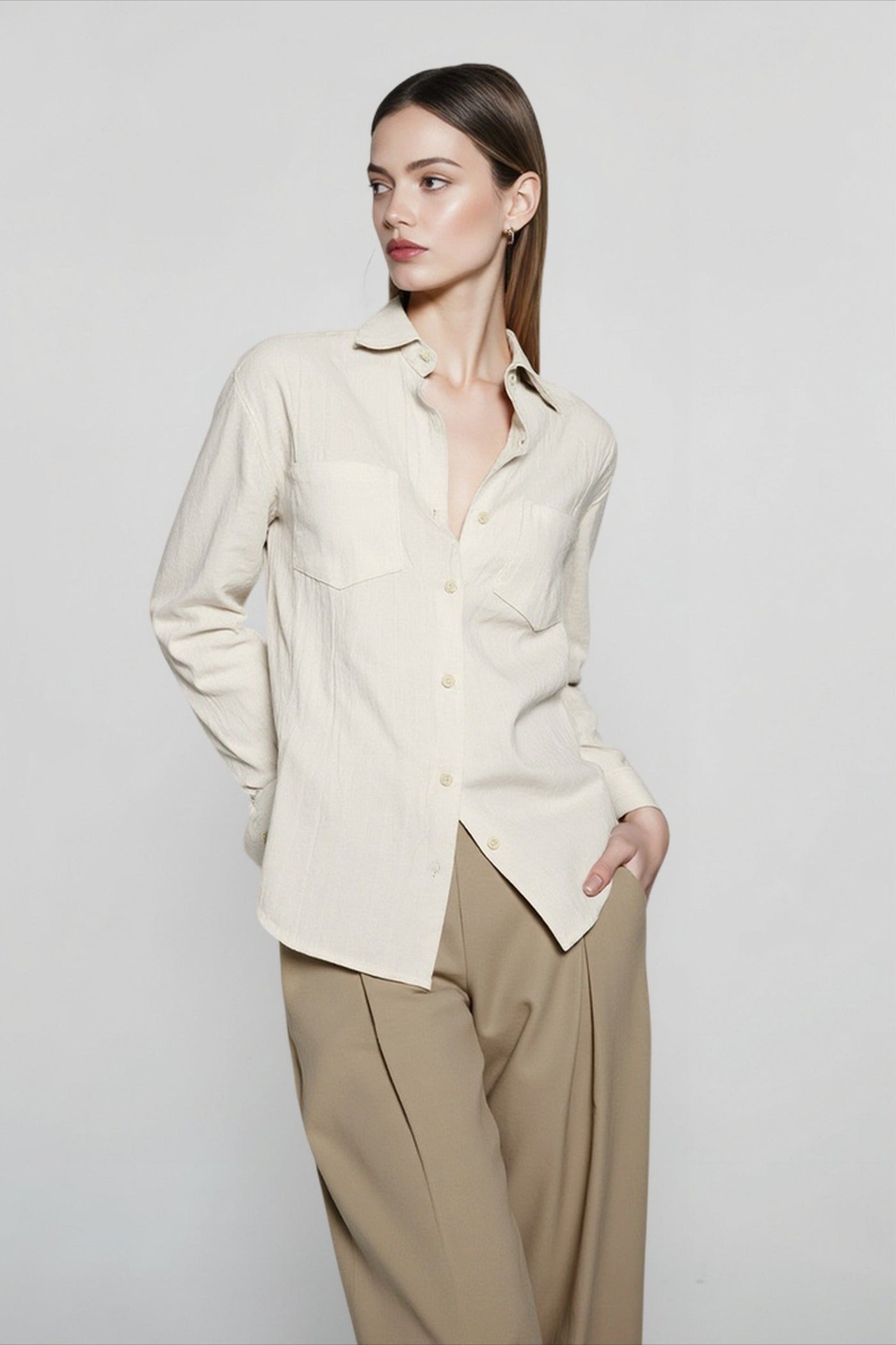 Pure Linen Textured Blouse