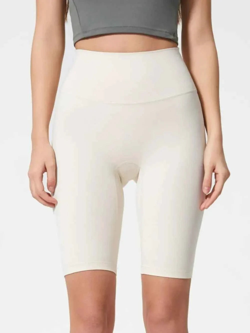 High Waist Wide Waistband Knee Length Active Biker Shorts 12