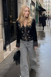 Long Sleeve Embroidered Velvet Jacket
