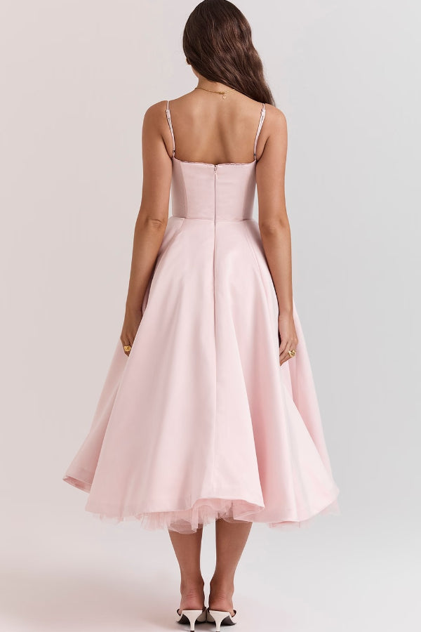 Lorraine Premium Strapless V Neck Sleeveless Tutu Maxi Dress Boutique Edit