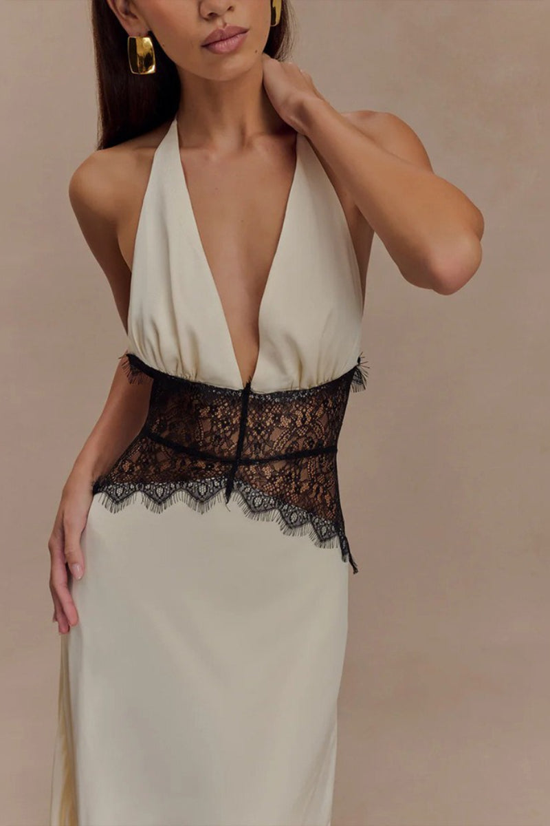 Halter-Neck Satin Dress