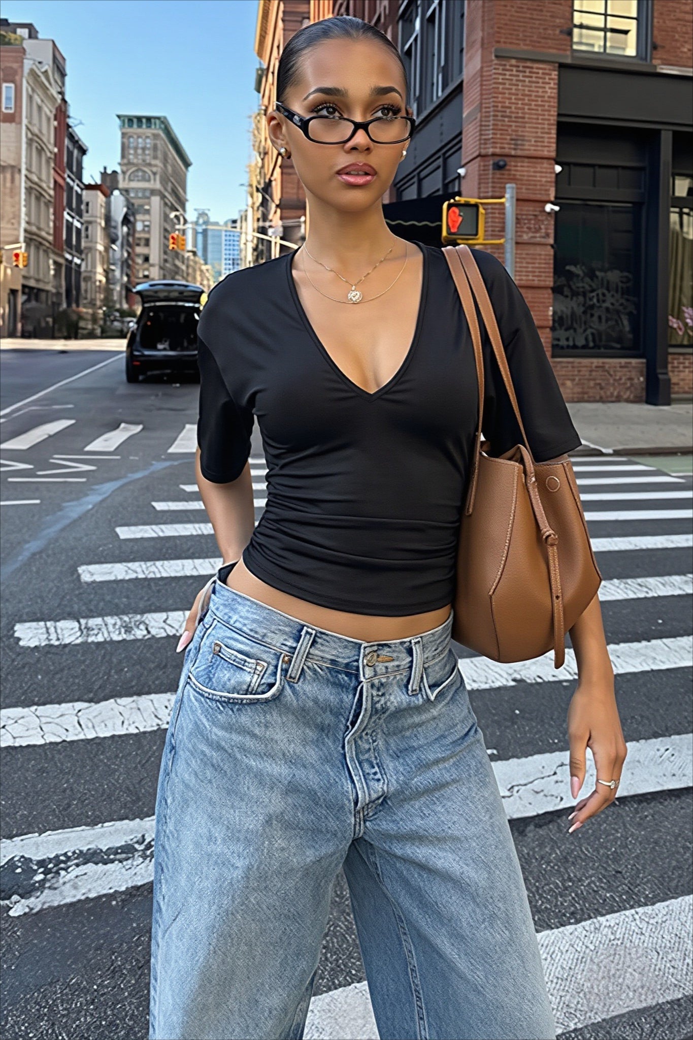 Deep V-Neck Crop Top