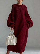 Chunky Knit Crew Neck Long Sleeve Maxi Dress 4