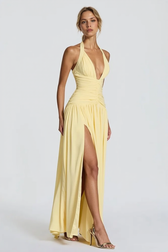 Halter Backless Slit Bodycon Party Dress