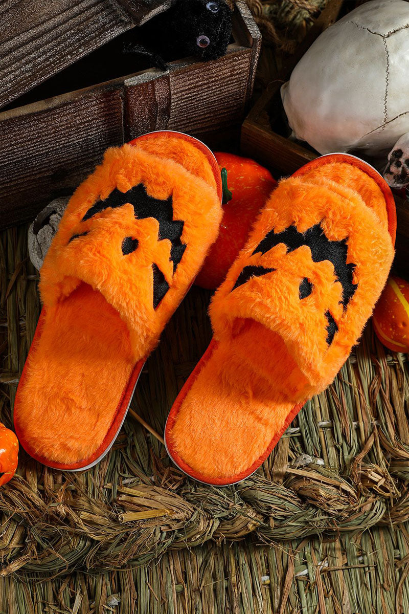 Halloween-themed Faux Fur Open Toe Slippers