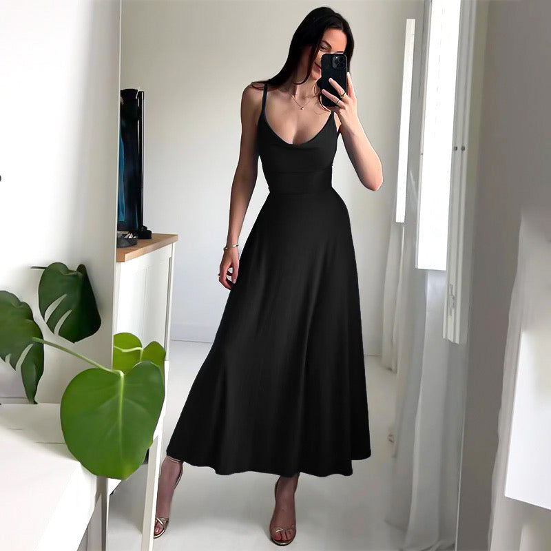 Vittoria Effortless Long, Figure Hugging Dress with Thin Straps Chic Silhouette Collection