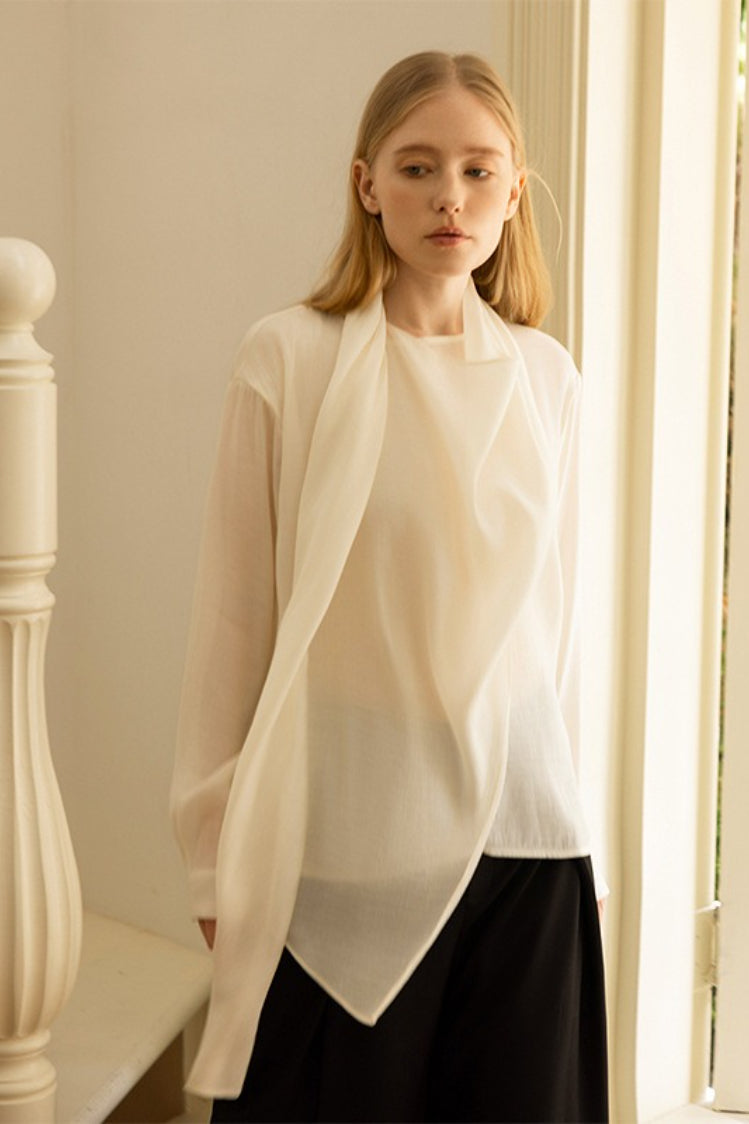 Elegant Cowl Neck Long Sleeve Top