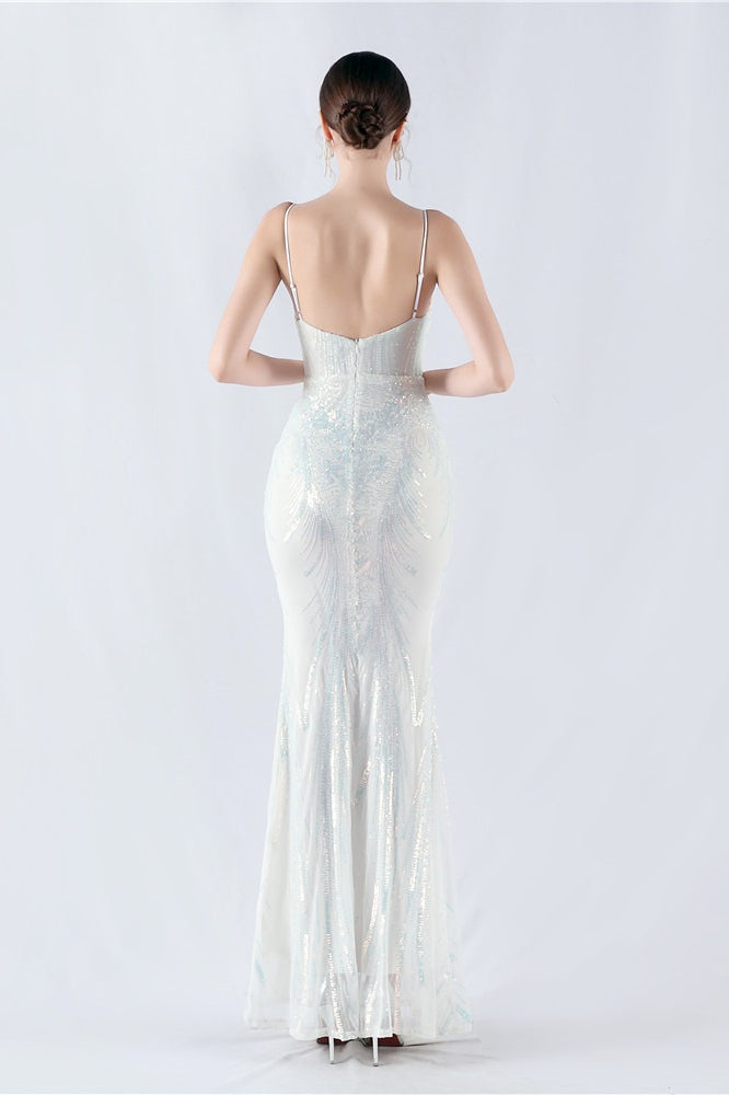 Sequin Spaghetti Strap Sweetheart Mermaid Formal Gown