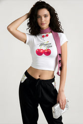 Cherry Print Crop T-shirts