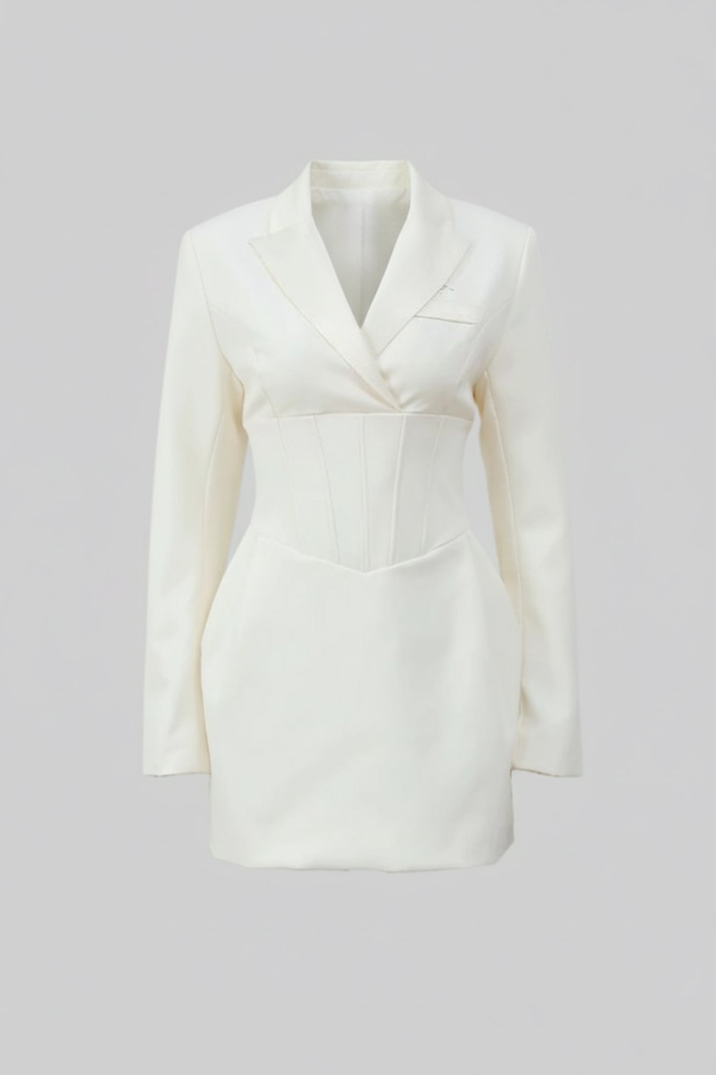 Structured Mini Blazer Dress With Corset Waist – Ivoire