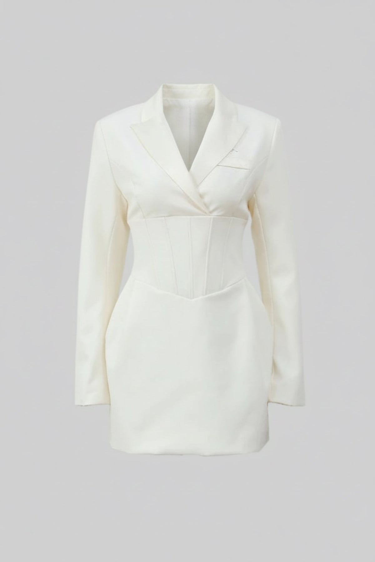 Long Sleeve V-Neck Corset Waist Blazer Mini Dress 2