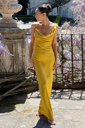 Backless Halter Satin Formal Dress