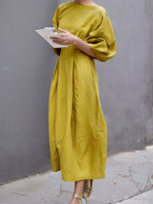 Boat Neck Pocket Cocoon Maxi Dress