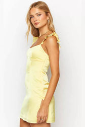 Solid Satin Ruffled Strap Sleeveless Mini Silk Dress 3
