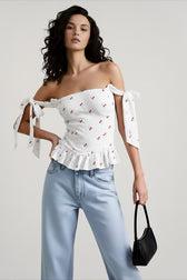 Print Jacquard Waist Cami Top