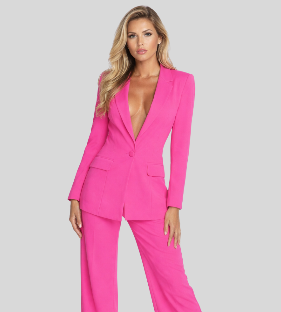 Women's Business Blazer & Wide Leg Pants Suit Set