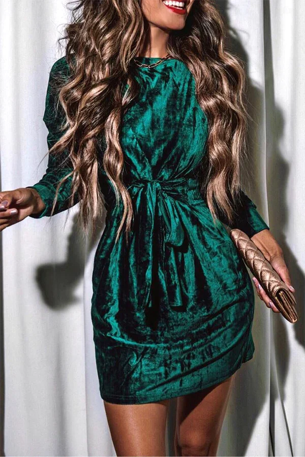 Fernanda Round Neck Mini Dress for Women Trendy Daily Look