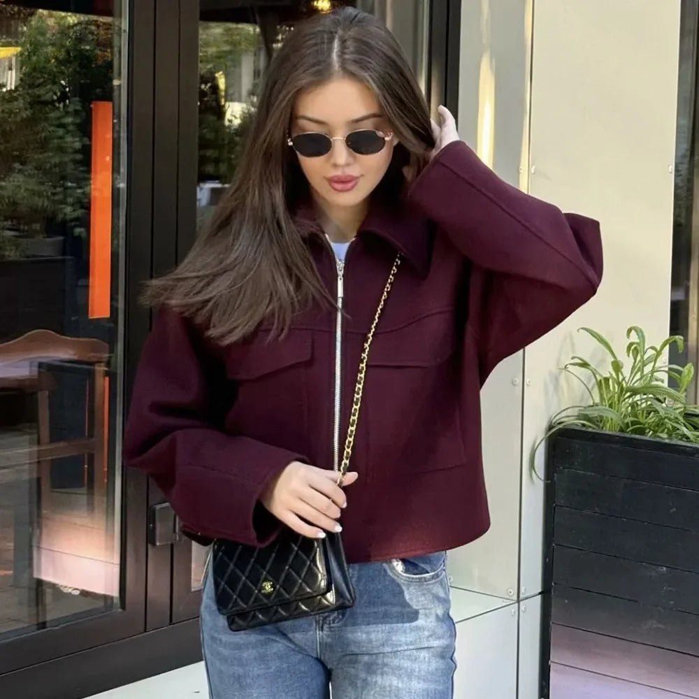 Colorblock Threaded Baseball Jacket