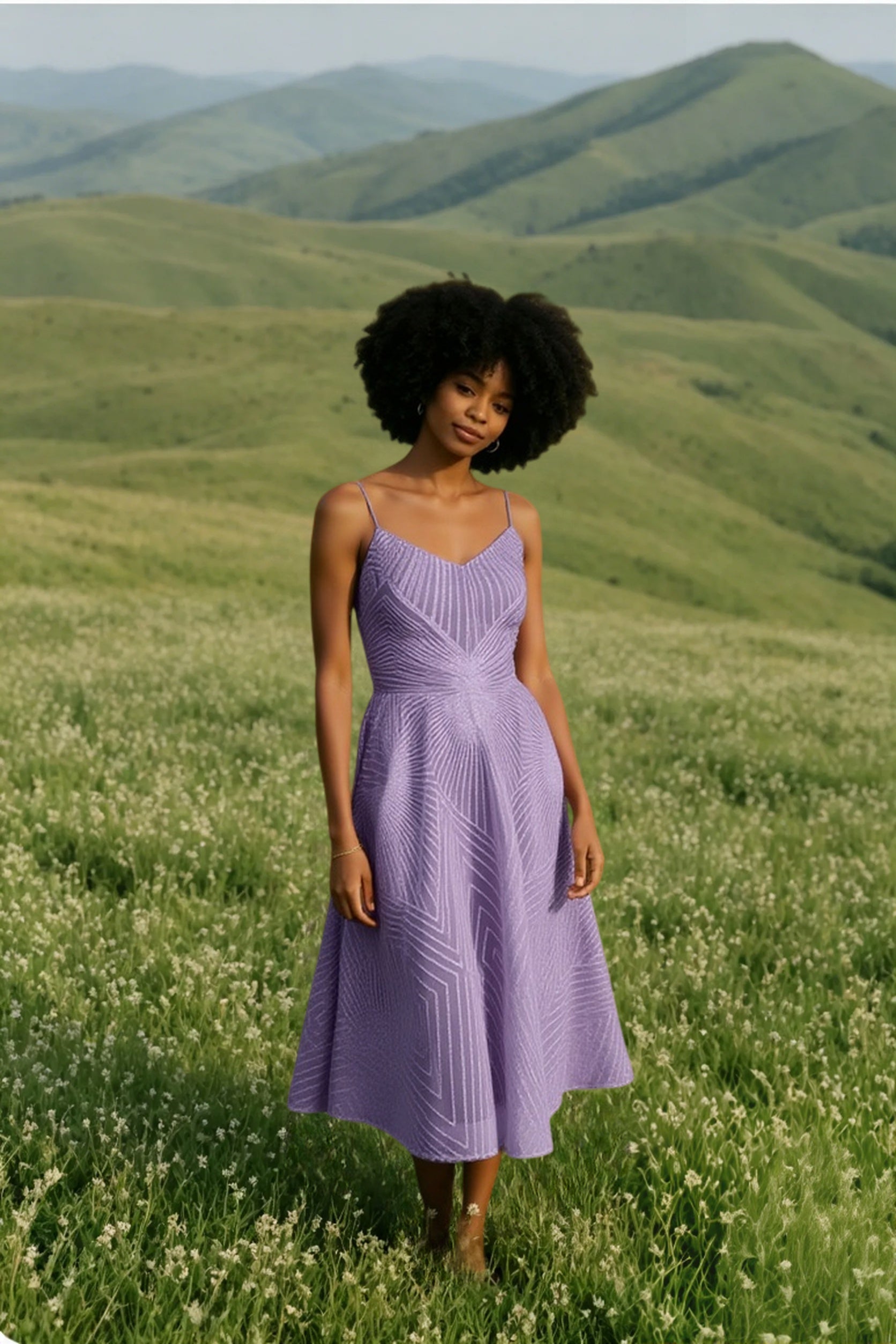 Glitter Spaghetti Strap V-Neck Fit and Flare Midi Dress