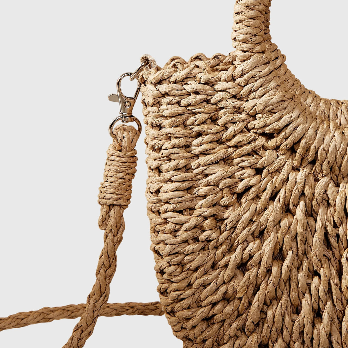 Woven Straw Round Handle Crossbody Bag