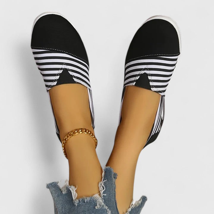 Striped Slip On Platform Wedge Sneakers