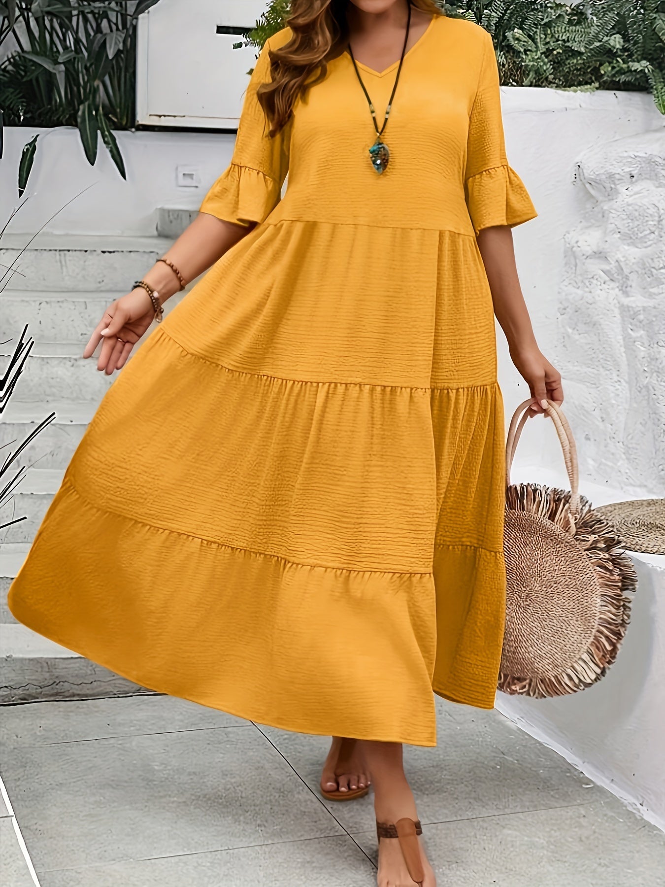 Serena - Graceful Flowy Dress Yellow