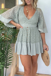 Dreamy Date Lace V-Neck Mini Dress - View 4